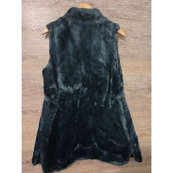 Vince Camuto Navy Blue faux fur long vest Sz Small - Picture 12 of 12